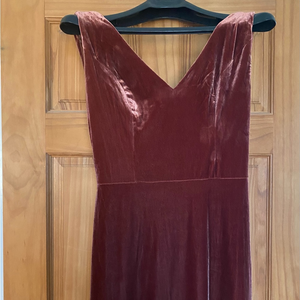 Elegant Burgundy Revelry Terra Cotta Velvet Dress